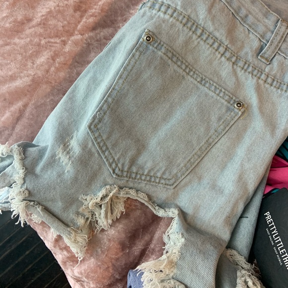 PLT Light Blue Wash Extreme Thigh Rip Denim Shorts - Picture 10 of 11